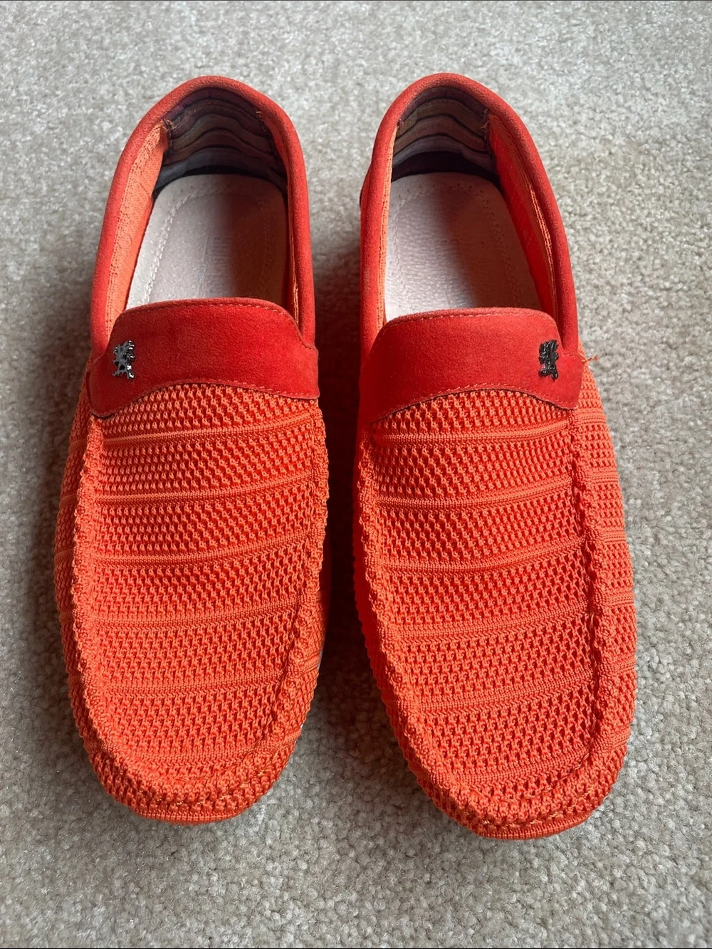 Stacy Adams Men's Slip-On Knit Loafers in Bright Red-Orange